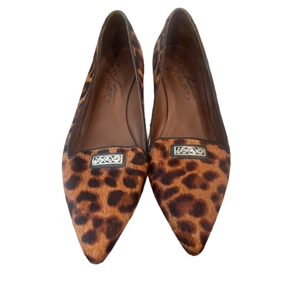 Leopard Print Calf Hair Flats Size 10M Leather Pointed Loafers Gently used